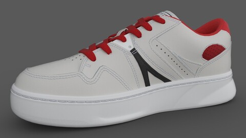 Lacoste Leather ColorPop Sneakers WhiteRed Low-poly