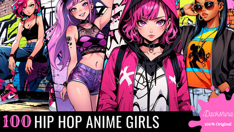 100 Female Anime Hip Hop Characters + 120 Prompts Document