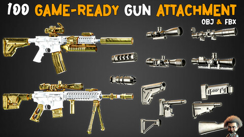 100 Game-Ready Gun Attachments - Vol 02