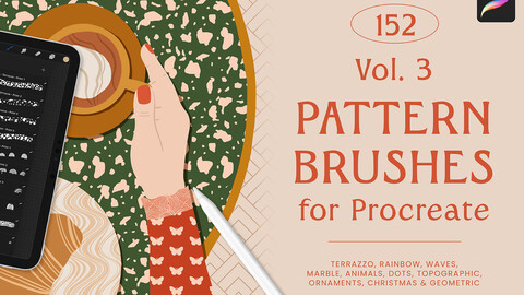 Pattern Brushes for Procreate : 152 Brushes