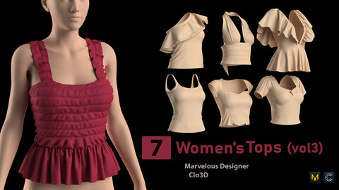 7 Women's Tops (vol3) + Zprj +Obj + Fbx