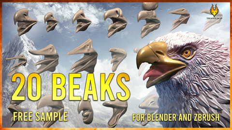 20 Beaks for Zbrush and Blender