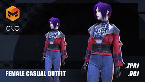 Female Casual Outfit / Marvelous Designer Project + OBJ