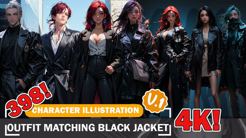 398 Various Outfit Matching Black Leather Jacket Diverse Character Outfit Ideas and Designs Reference Art V1 4K