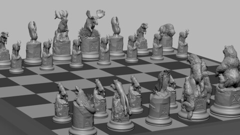 North American Animal-Themed Chess Set