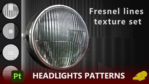 Set of Fresnel stripes patterns for headlights. [Substance Painter]