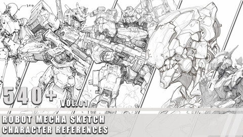 540+ Robot Mecha Sketch - Character References Vol.01