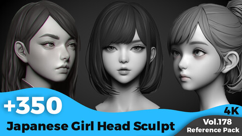 +350 Japanese Girl Head Sculpt Reference(4k)