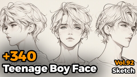 +340 Teenage Boy Face Sketch Reference(4k)