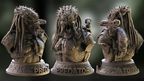 PREDATOR ( bust )  STL Files for 3D Printing