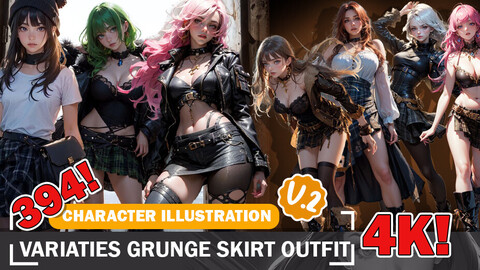 394 Grunge Skirt Matching Outfit - Character References Designs and Reference Art V2 4K