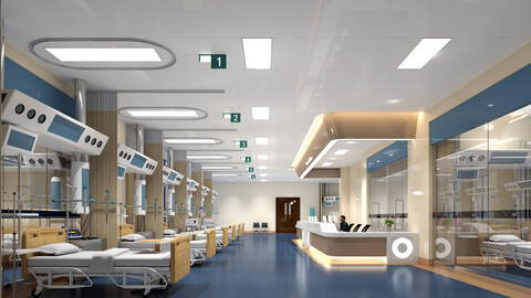 ICU  Nurse station  - Hospital room 3D model