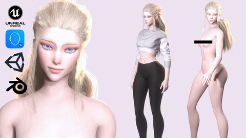 Nude Female Character A-Yeong - Game Ready Character