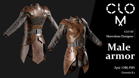 Male armor / Marvelous Designer/Clo3D project file + OBJ, FBX