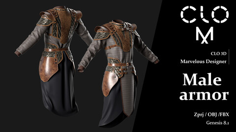 Male armor/ Marvelous Designer/Clo3D project file + OBJ, FBX