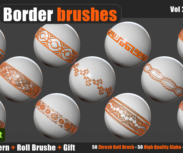 ArtStation - 50 Border Brushes (Zbrush+Illustrator+Psd+Tif+Svg)5 Free ...