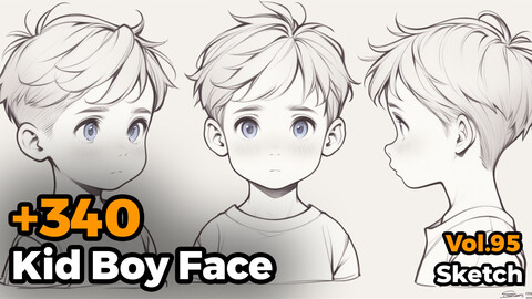 +340 Kid Boy Face Sketch Reference(4k)