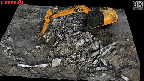 excavator concrete debris construction-site terrain Scan