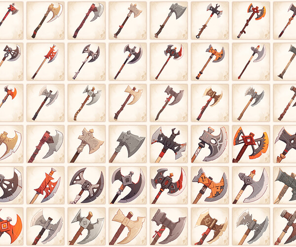 ArtStation - Weapons Icons - Axes | Game Assets