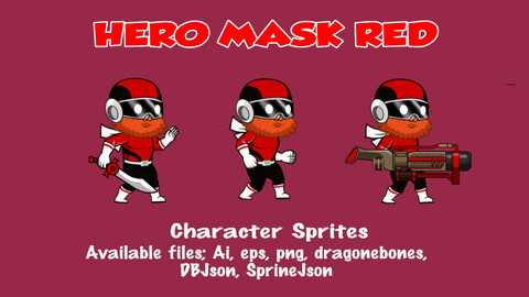 Hero Mask Red game character sprite sheet