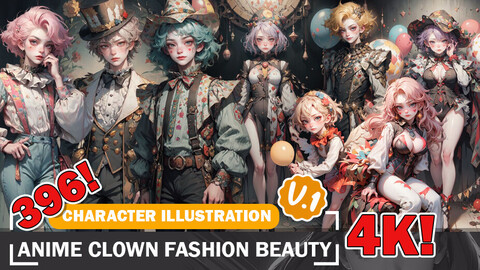 396 Various Anime Clown Fashion Beauty Diverse Character References and Designs Reference Art V1 4K