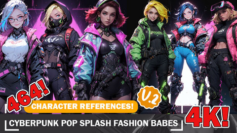 464 Various Anime Cyberpunk Pop Splash Fashion Beauty Diverse Character Outfit Reference and Design Reference Art V2 4K