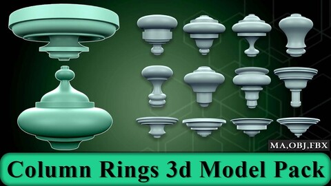 70 Column Rings 3d Model Pack