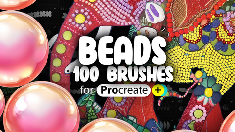 100 Procreate 3D Beads Brushes | Procreate Beadwork Brushes | Procreate Jewelry Brush | Procreate Pearls Brush | Procreate Necklace Brushes | Procreate Dual Color Brushes | Procreate Brushes