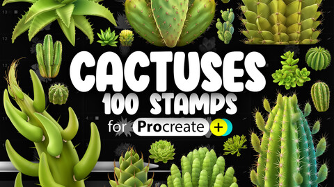 100 Procreate Cactuses Stamp Brushes | Procreate Plant Stamps Brushes | Procreate Succulents Stamps Brushes | Procreate Cactus Stamps Brushes | Procreate Stamps | Procreate Dual Color