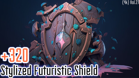 +320 Stylized futuristic shield Concept (4k)