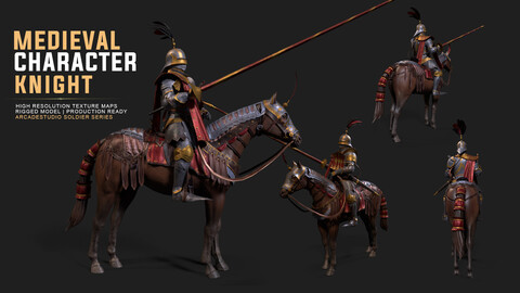 Medieval Knight Charater | High-Res Texture Maps | Rigged Model | SOLDIER SERIES