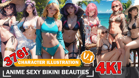 376 Various Sexy Anime Bikini Outfit Beauty Diverse Character Design Outfit Reference Art V1 4K