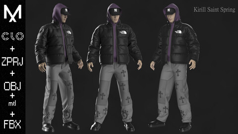 New Outfit Male Marvelous designer/Clo3d OBJ mtl FBX ZPRJ