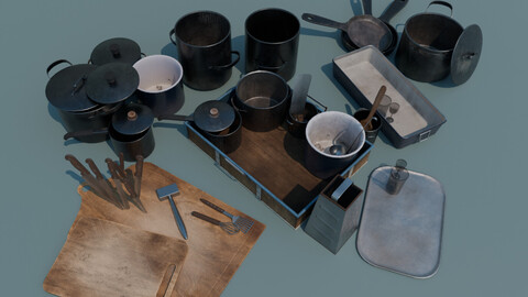 3D Model Tableware Set - Plates, Cups, Glasses, and Cutlery