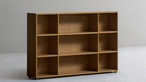 1600 width 3-tier wooden bookcase - 3d Model