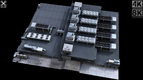 skyscraper roof airvents drone raw scan - photogrammetry