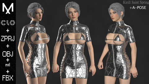 Outfit Female Marvelous designer Clo3d OBJ mtl FBX ZPRJ+A-POSE