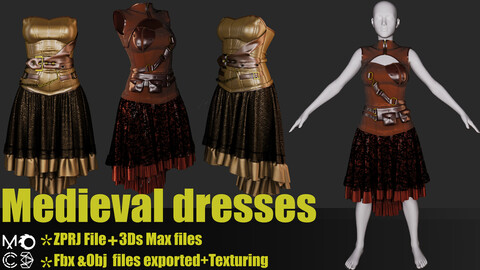 Medieval Dresses(Zprj,Fbx,Obj,Texture,Uv)