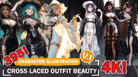 395 Various Anime Cross Laced Dress Beauty Diverse Outfit Character Design Reference Art V1 4K