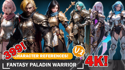 399 Various Paladin Fantasy Warrior Designs - Character References and Designs Reference Art V2 4K