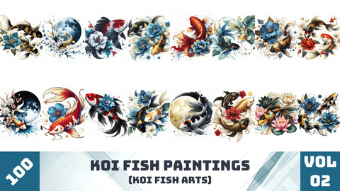 Unreal Engine 5- Paintings Pack 2 - Koi Fish- 100 Images