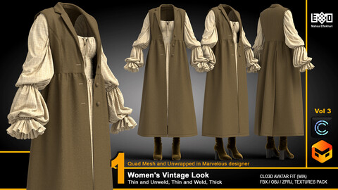 Women's Vintage Look - VOL3 (ZPRJ+FBX+OBJ Files)