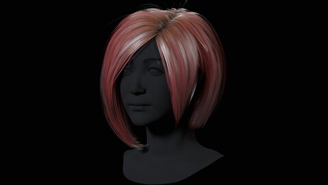 PBR Lowpoly Hair 1 BOB HAIRSTYLE