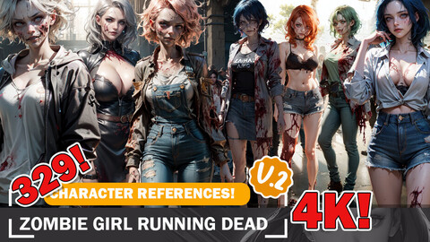 329 Diverse Zombie Girl of the Dead Character References and Designs Reference Art V2 4K