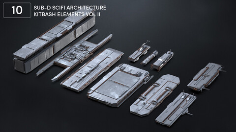 10 SUB-D Scifi Architecture Kitbash Elements Vol II