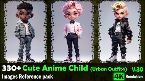 330+ Cute Anime Child (Urban Outfit 4) Images Reference Pack - 4K Resolution - V.30