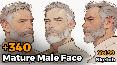 +340 Mature Male Face Sketch Reference(4k)