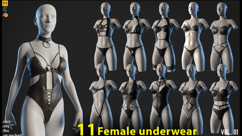 11 Female underwear | lingerie (updated)(obj-fbx-zprj)