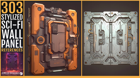 303 Stylized sci-fi wall Panel