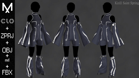 NEW OUTFIT FEMALE Marvelous designer/Clo3d OBJ mtl FBX ZPRJ